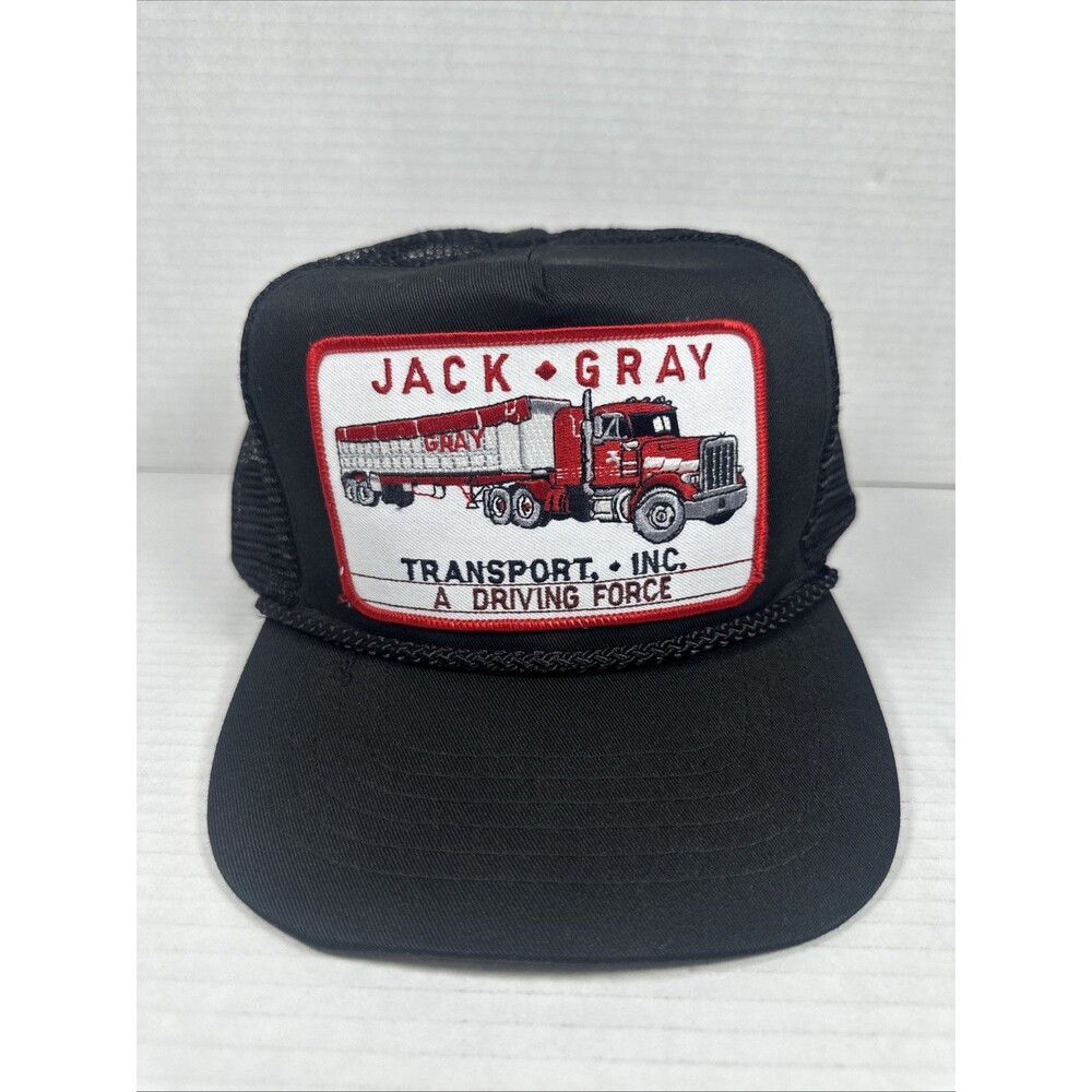 Jack Gray Truck Service Trucker Cap Hat Vintage Advertising Black SnapBack